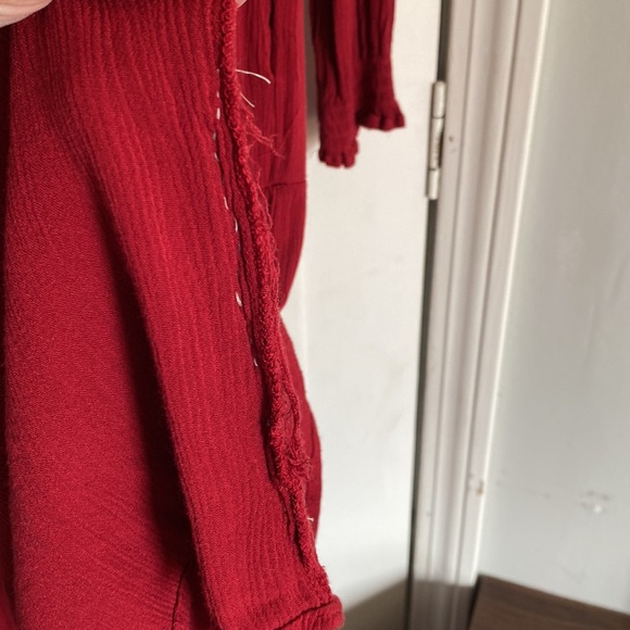 Knox Rose women’s red boho embroidered midi dress with pockets. - Picture 7 of 8